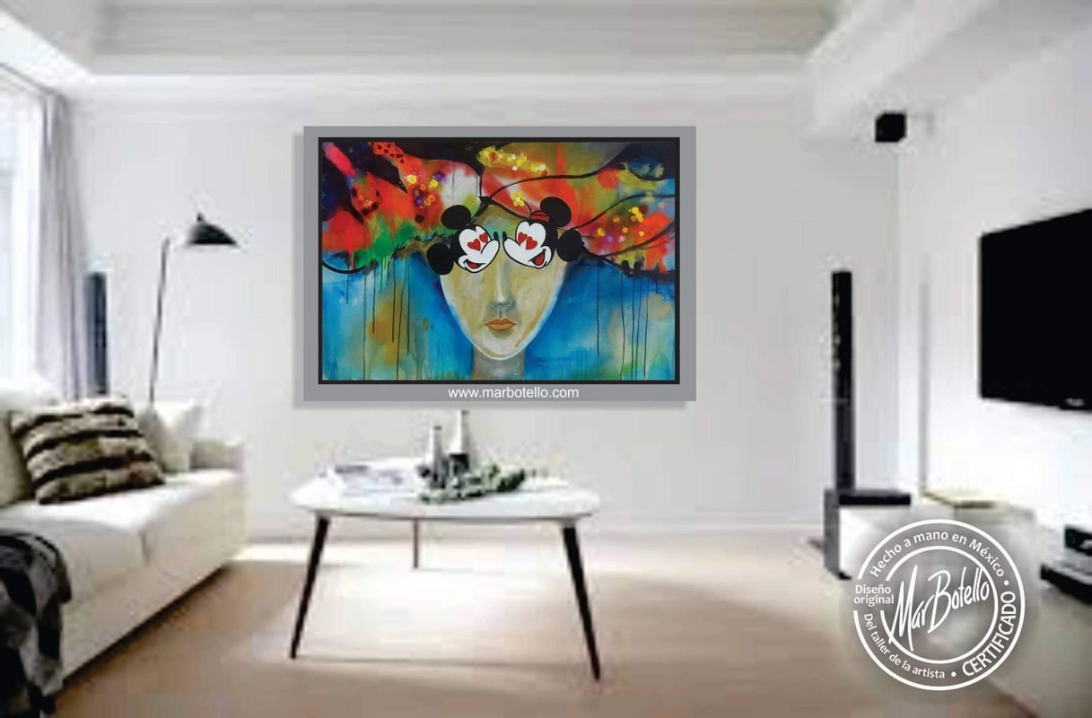 Expresión Urbana — Large-format painting · Bold black and white with color accents