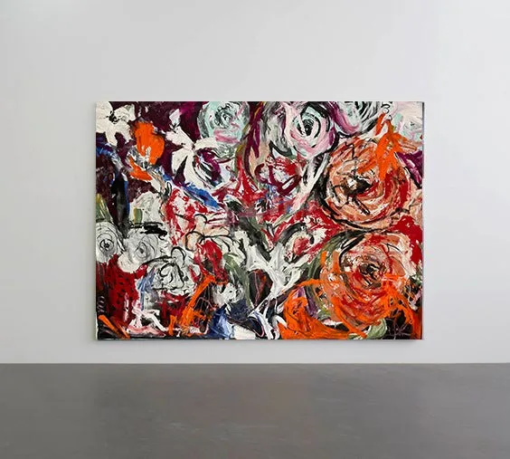 Transición y Superación by Verónica Villarreal Sada, a large abstract work in red, white, and black tones.